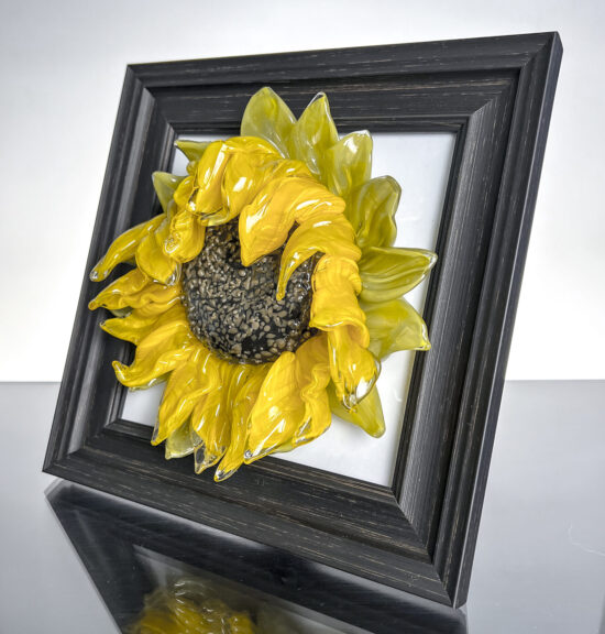 framed wilted sunflower in white frame #1