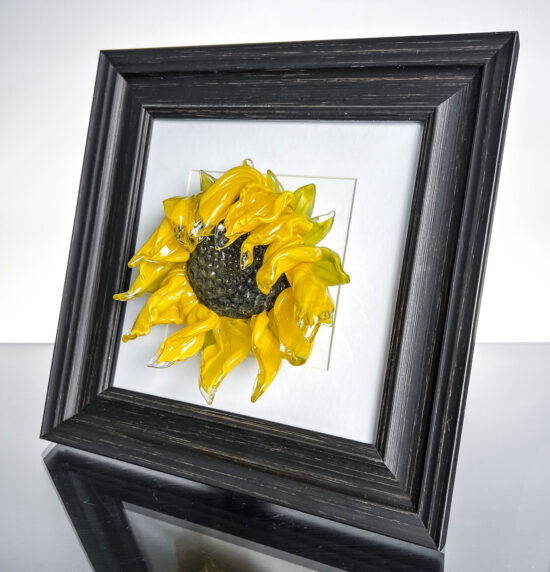 framed wilted sunflower in white frame #1