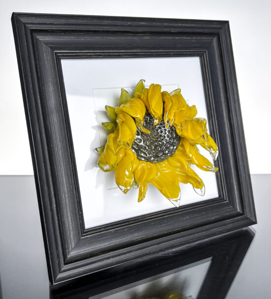 framed wilted sunflower in white frame #1