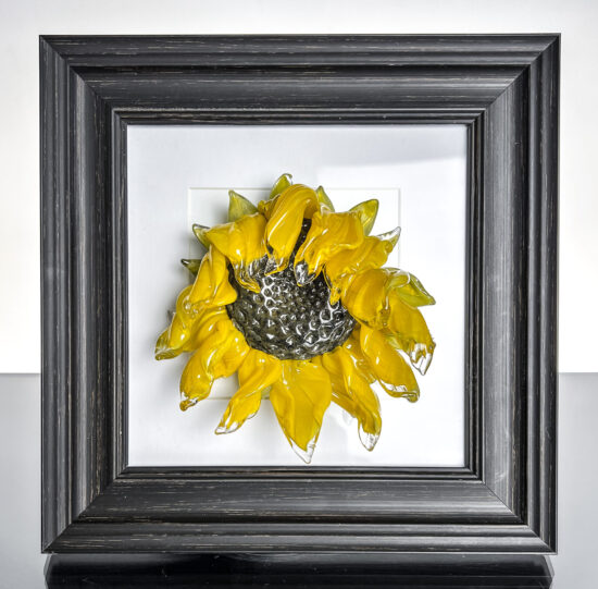 framed wilted sunflower in white frame #1